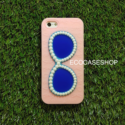 iPhone6 เคสยางซิลิโคนแว่น สีชมพู