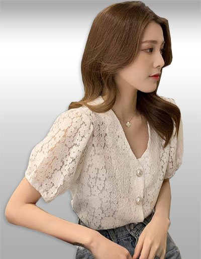 เสื้อลูกไม้แฟชั่นสวยหวานสไตล์เกาหลี รหัส2330