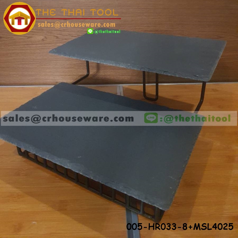 ชั้นโชว์อาหารทรงเหลี่ยม 2 ชั้น พร้อมถาดรอง 005-HR033-8+MSL4025