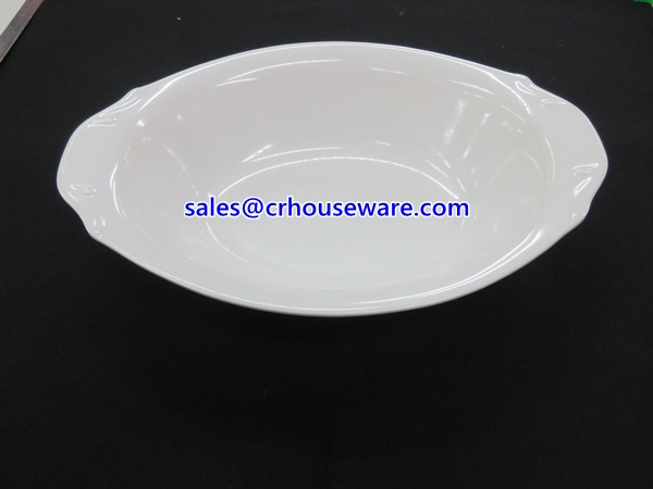 Serving Bowl ชามเปล รูปไข่มีขอบจับด้านข้าง,Oval shaped crib bowl with side handles