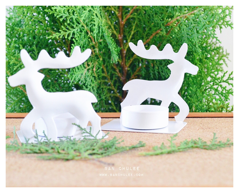 White Reindeer Candle Holders เชิงเทียนกวางสีขาว