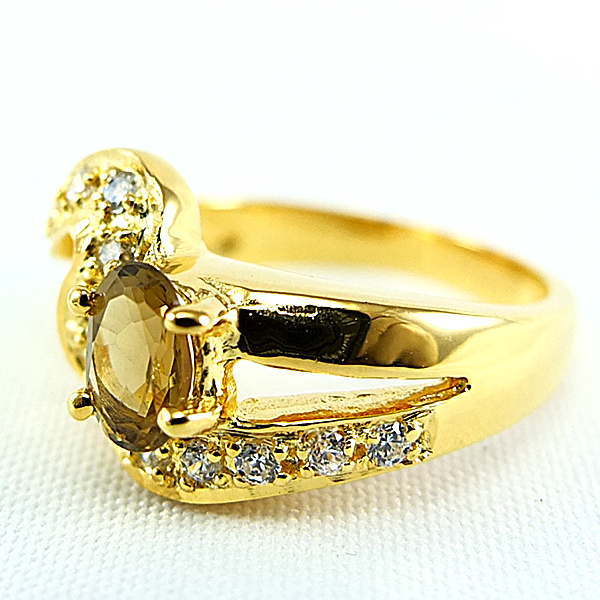 แหวนเงินแท้ราคาถูกชุบทองคำขาว พลอยแท้สโมกกี้ควอทซ์ 0.55 กะรัต เพชรCZ 0.21 กะรัต งานประณีตสวยงาม สั่งผลิตค่ะ