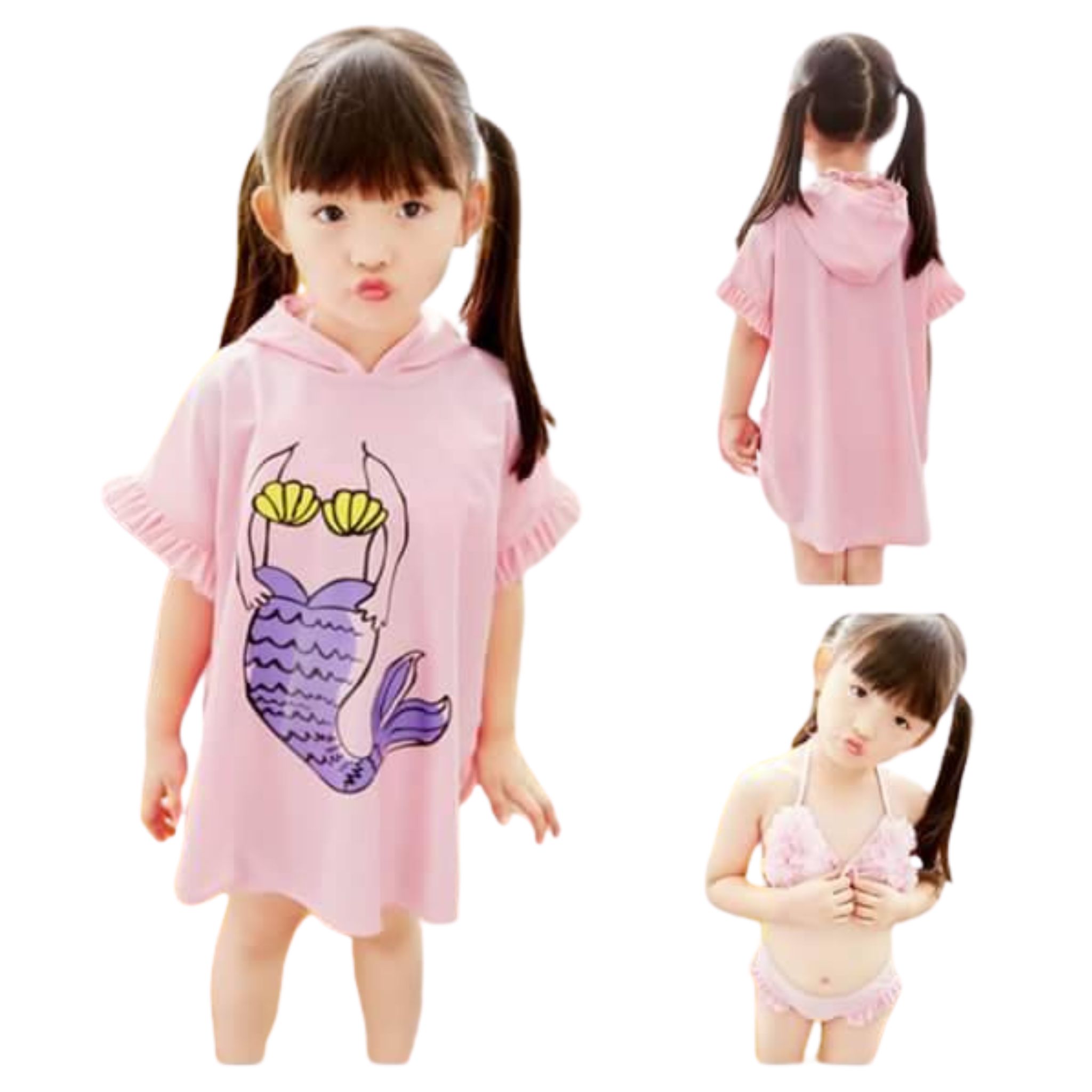 พร้อมส่ง ชุดว่ายน้ำ เซ็ตเจ้าหญิงสโนไวท์/คิตตี้ สีเหลือง-น้ำเงิน