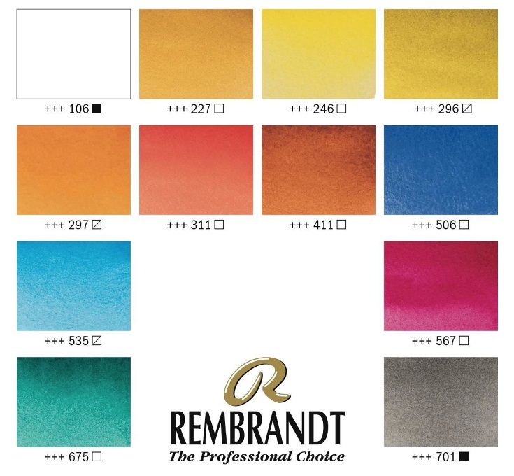 ชุดสีน้ำกล่องโลหะ Rembrandt 12สี พร้อมพู่กัน (Portrait)