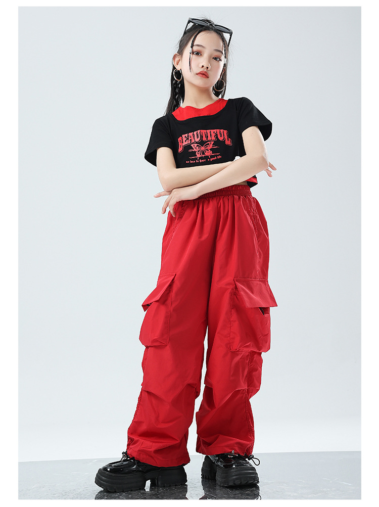 ***พร้อมส่ง**ชุดเต้น เสื้อแขนยาว+กางเกงคาร์โก้ สไตล์แบลคพิงค์