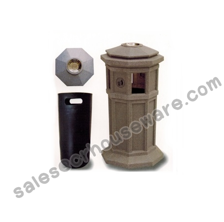 ถังขยะแปดเหลี่ยมแบบตั้งโชว์ 001-OC100 Trash octagon. 001-OC100,ถังขยะโชว์นอกอาคาร,ถังขยะมีที่เขี่ยบุหรี่,ถังขยะคุณภาพดี,