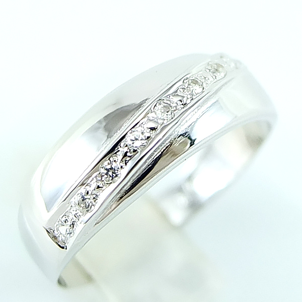 แหวนเงินแท้ราคาถูกชุบทองคำขาว เพชรCZแท้ 0.13 กะรัต งานประณีตสวยงาม สั่งผลิตค่ะ