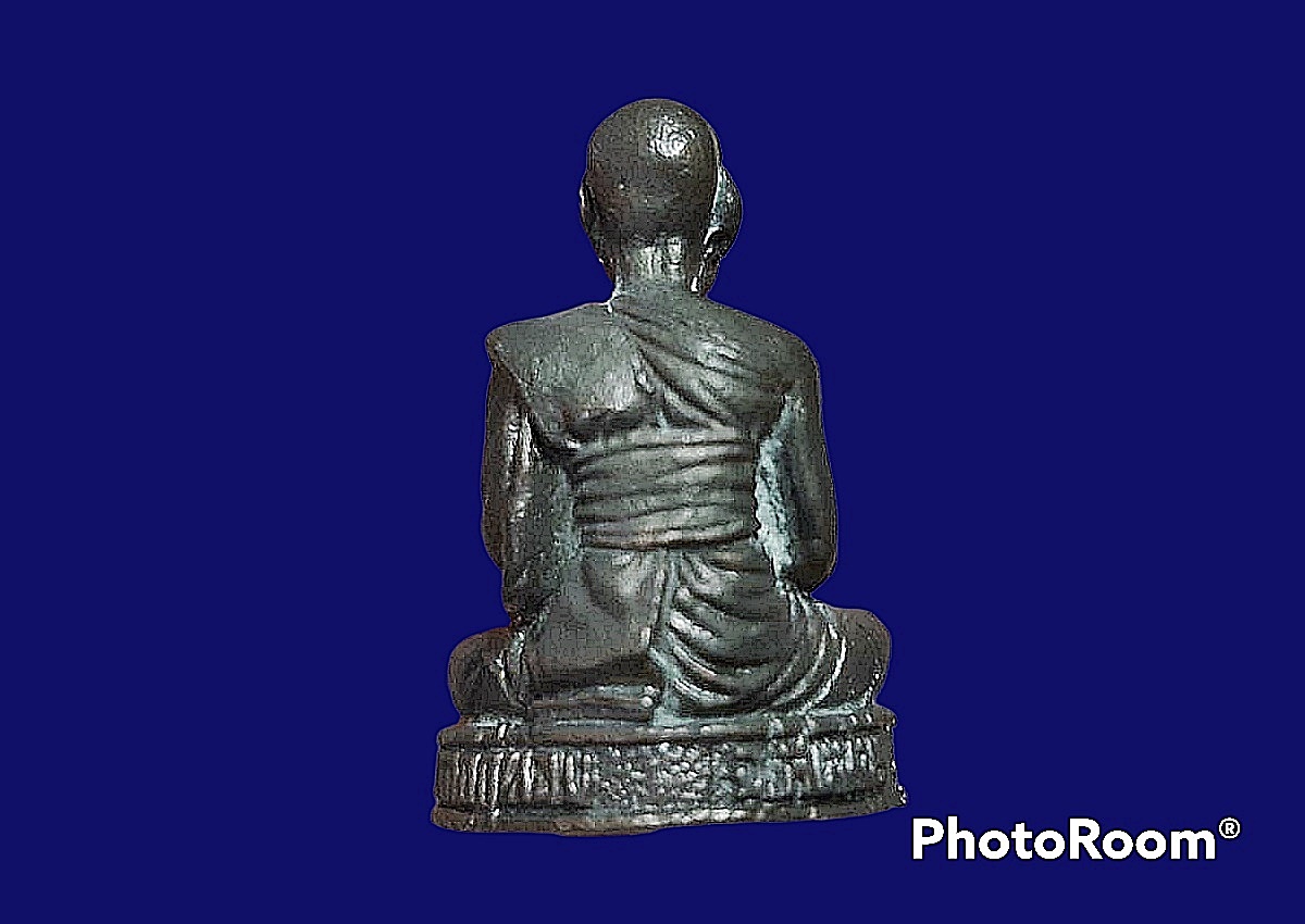 รูปหล่อกริ่ง พระภาวนาพรหมคุณ (หลวงพ่อเมตตานุศาสน์) วัดกุฎีทอง จ.สิงห์บุรี เนื้อนวะโลหะ ปี 2541 พร้อมกล่องจากวัดเดิมๆ