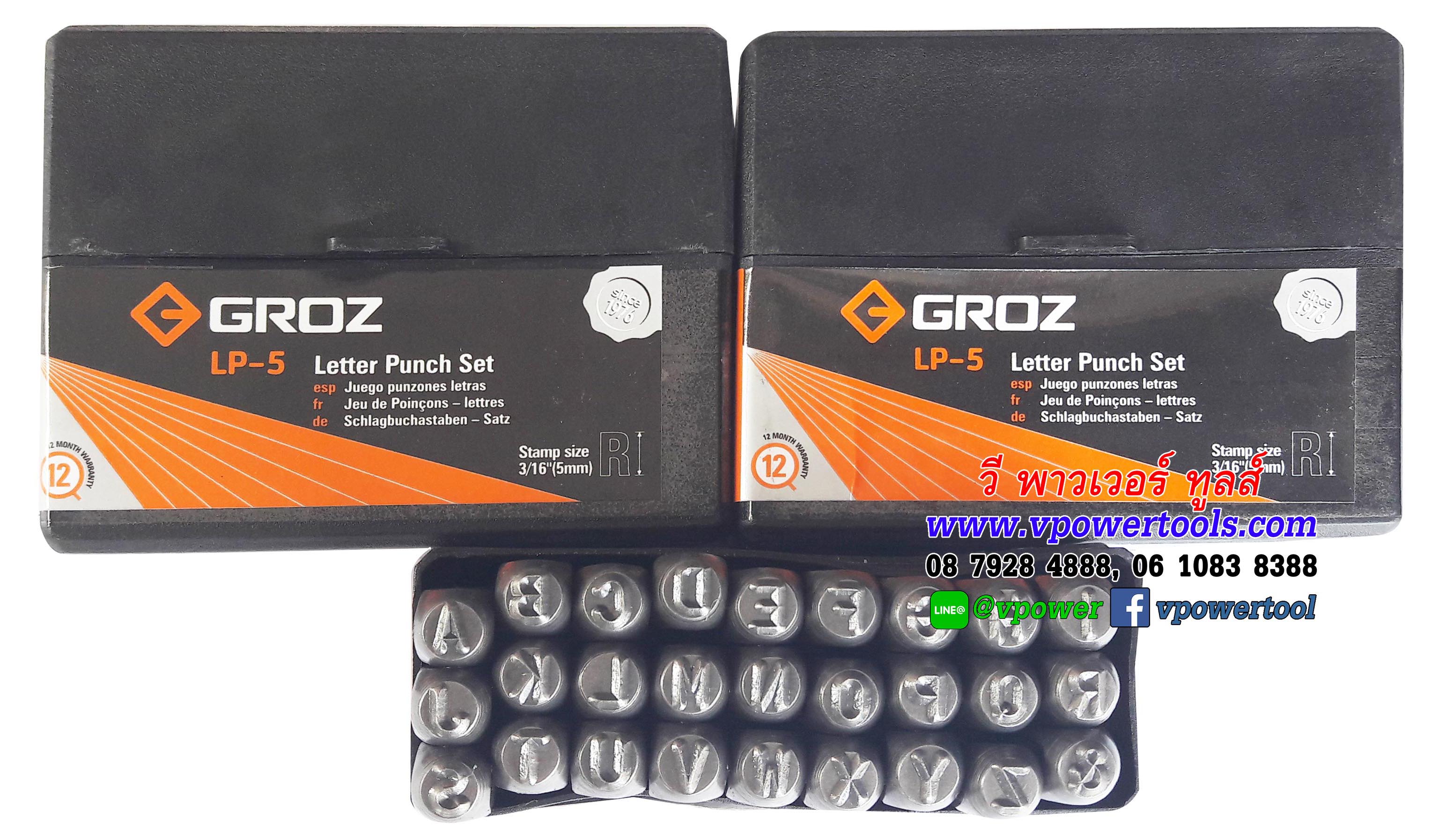 GROZ LETTER STAMP SETS LP/5 เหล็กตอกตัวหนังสือ A-Z (27 ชิ้น - อักษรใหญ่ A-Z และ &