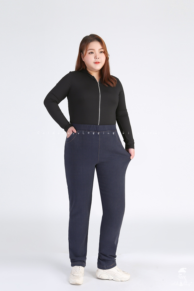 กางเกงยีนส์กันหนาว มีขนสัตว์ สำหรับสาวอ้วน สาวอวบ ไซส์ใหญ่ 2XL-9XL