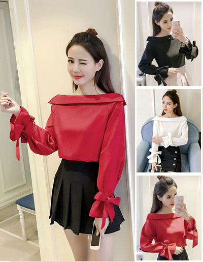 เสื้อแฟชั่นคอปาดแบบสวยหรูดูดี มี3สี รหัส1955