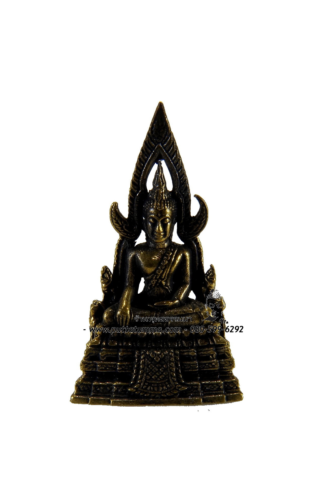 พระพุทธรูปปางมารวิชัย ซุ้มแก้ว ( ชินราช ) เนื้อโลหะ ขนาดเล็ก 0.5 x 1 นิ้ว
