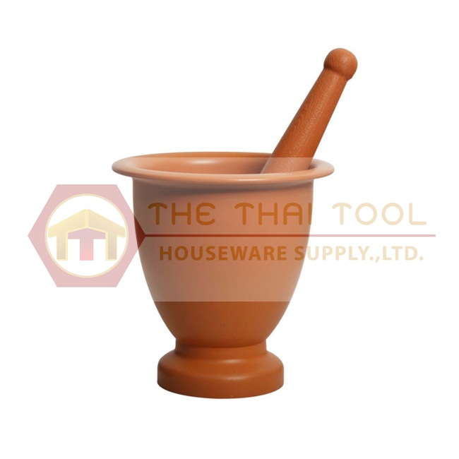 ครกพลาสติก สีน้ำตาล