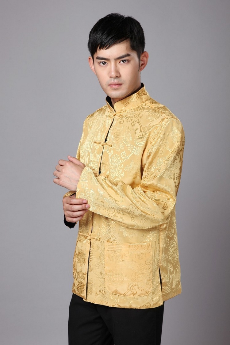 ชุดจีน เสื้อจีนชาย สีแดง-ทอง ใส่ได้ 2 ด้าน