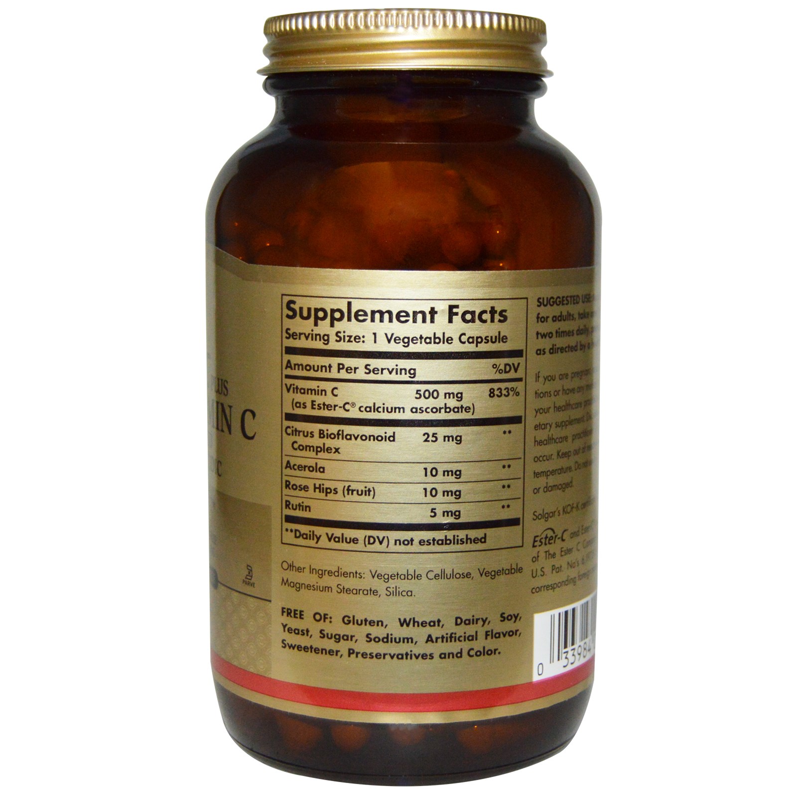 Solgar, Ester-C Plus 500 mg vitamin C ,250 Veggie Caps เพิ่มภูมิต้านทาน ป้องกันหวัด และช่วยให้ผิวกระจ่างใส