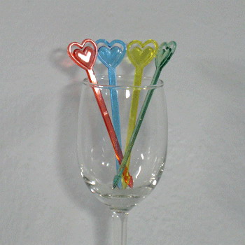 ส้อมจิ้มค็อกเทล สีใส รูปหัวใจ