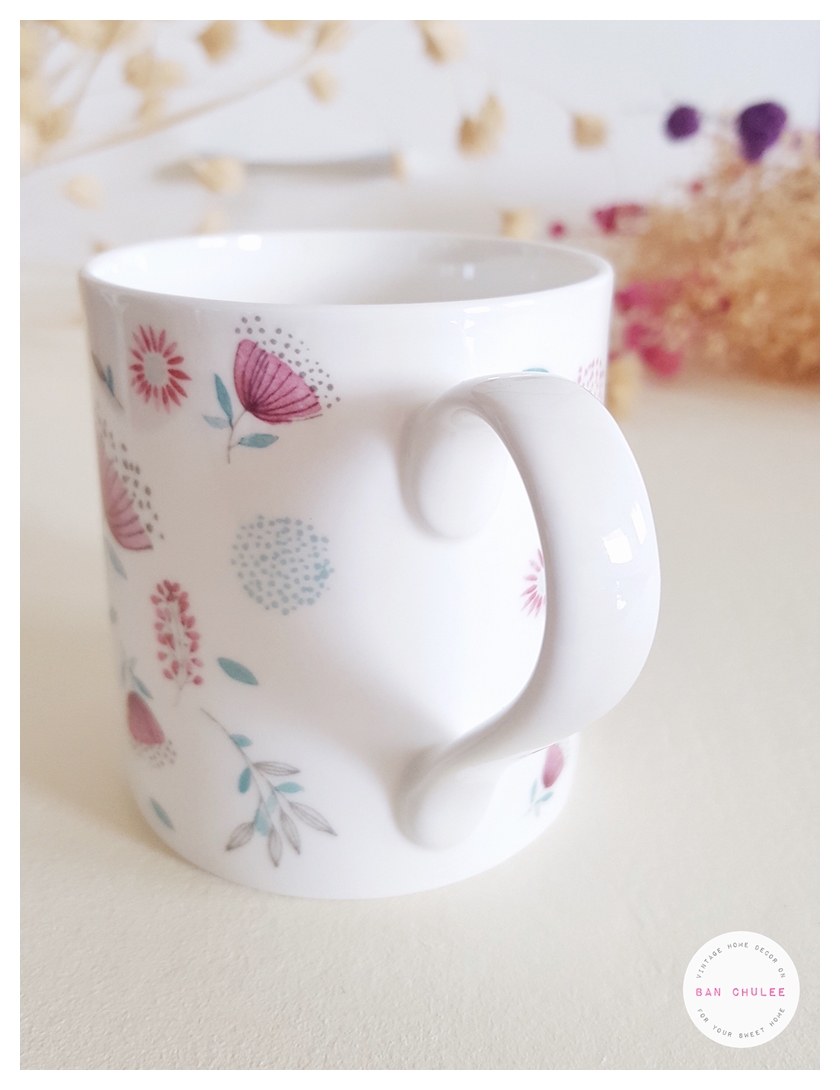 Bone China Mug - Blooming Spring Flowers แก้วโบน ไชน่า ลายดอกไม้