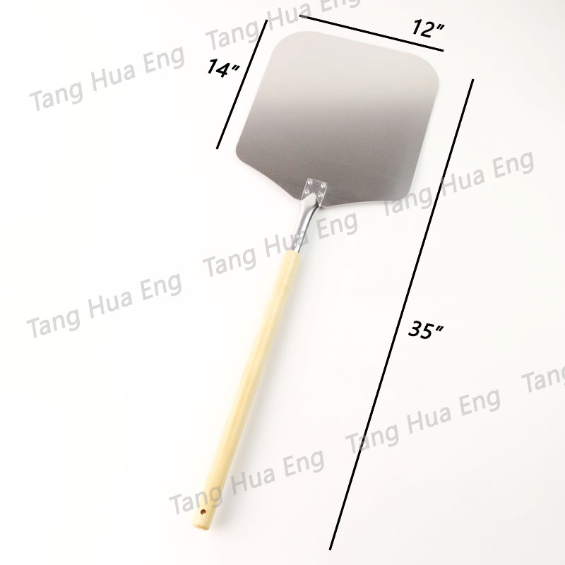 ไม้พายตักถาดพิซซ่าอลูมิเนียม ด้ามไม้ ขนาด 12x14 นิ้ว ยาว 35.5 นิ้ว