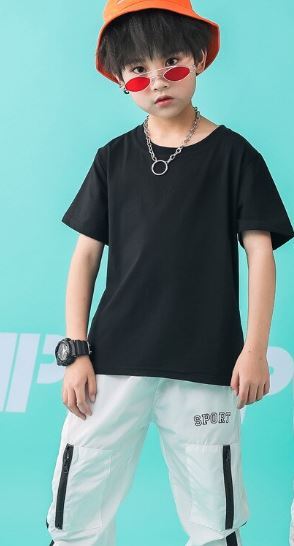 ชุดเต้น ชุดแดนซ์ เสื้อเอวลอยสีดำ+กางเกงขายาวสีขาว