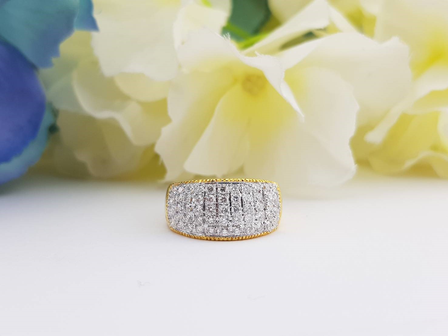 สั่งผลิตเพชรเบลเยี่ยมคัท แหวนแต่งงาน แหวนหมั้น ใส่เที่ยว ออกงาน แหวนทองคำ 18K เพชรแท้ 0.88 กะรัต 6.02 กรัม น้ำ 99 ราคาถูกมาก มีใบรับประกันค่ะ