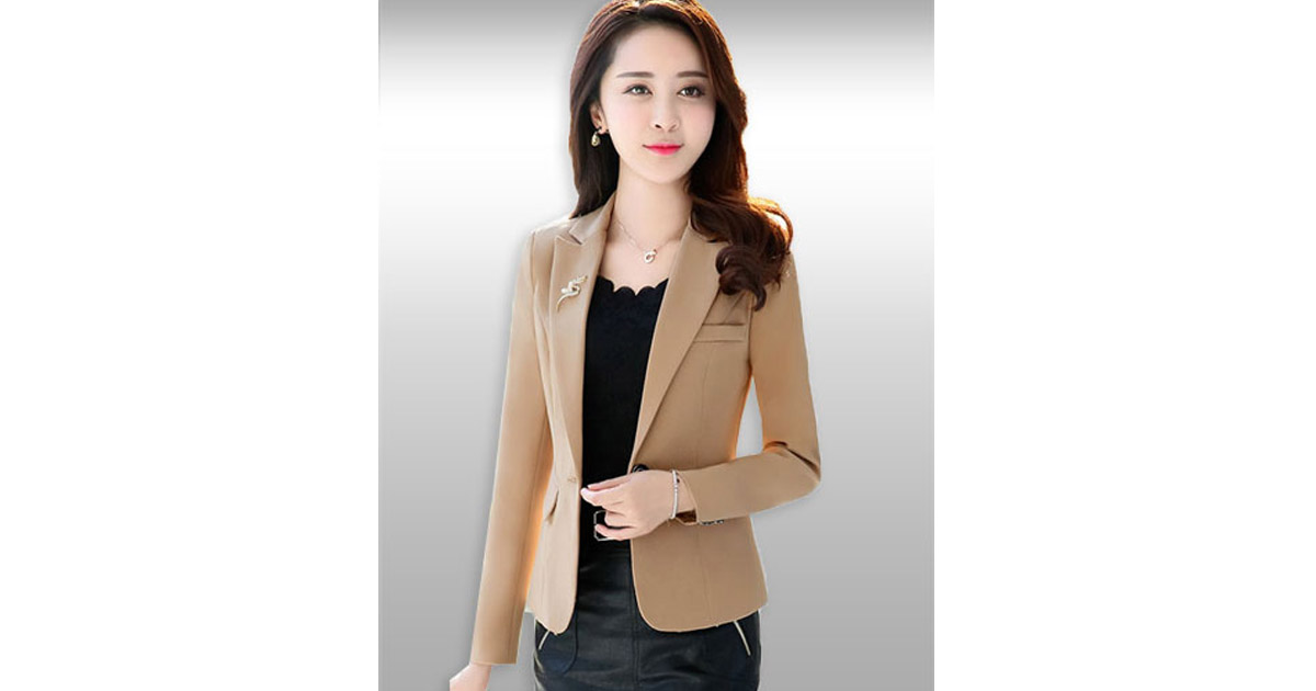 เสื้อสูทผู้หญิงแขนยาวสีเบจแบบสวยหรู มี 4 ไซส รหัส 2157