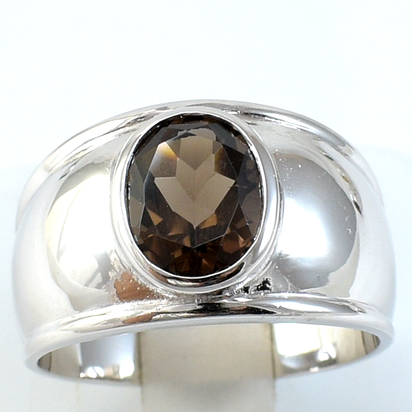 แหวนเงินแท้ราคาถูกชุบทองคำขาว พลอยแท้สโมกกี้ควอทซ์ 2.25 กะรัต งานประณีตสวยงาม สั่งผลิตค่ะ