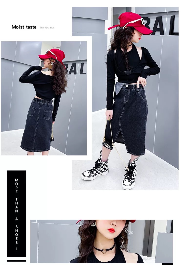 **เฉพาะเสื้อ**ชุดเต้น ฮิปฮอป เสื้อแขนยาว แขนคอไขว้ สีดำสลับดำ