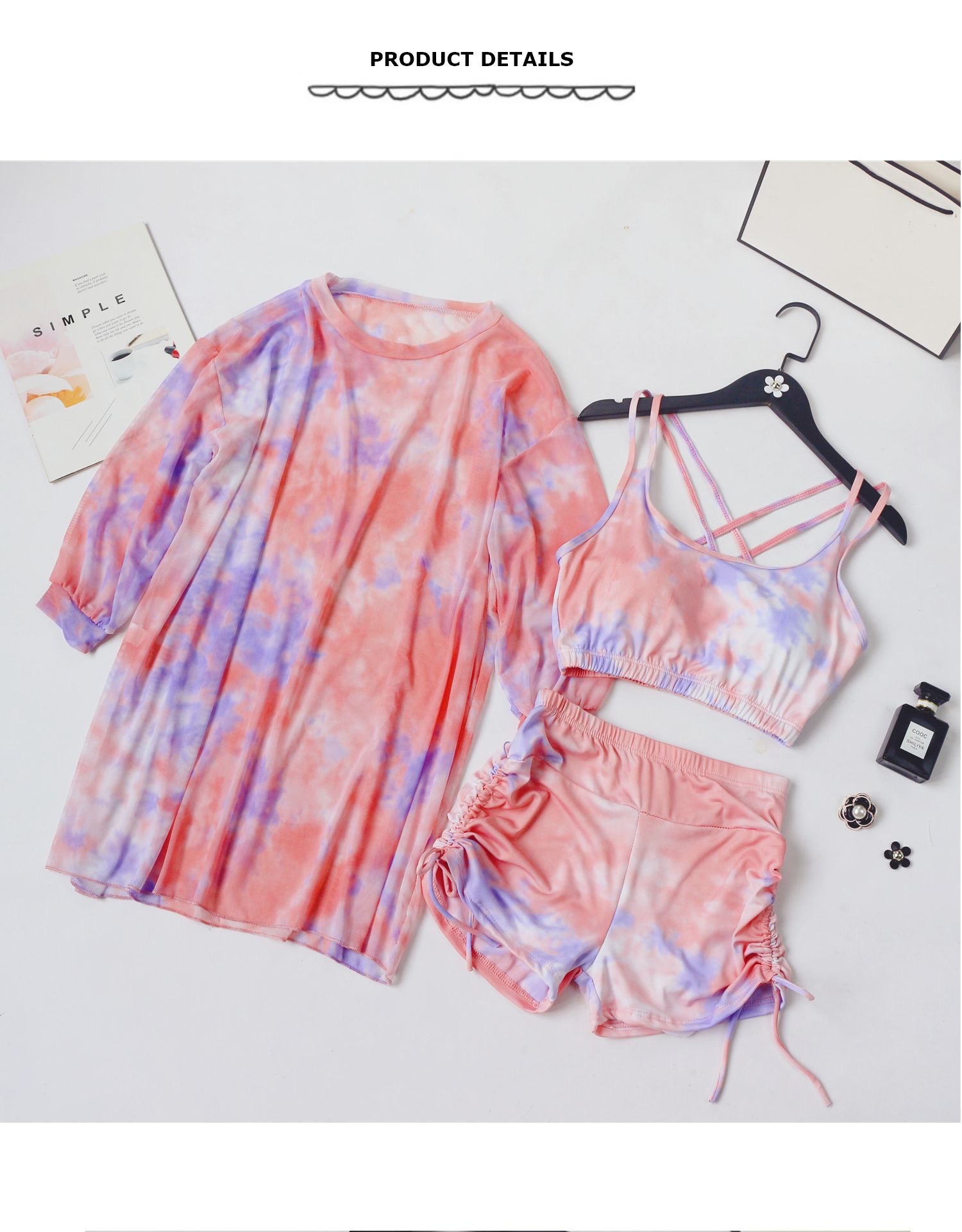 ชุดว่ายน้ำเซต 3 ขิ้น รอบอก 34-39 รอบเอว 28-33 สะโพก 40-46 นิ้วเสื้อตัวนอก 48 รอบวงแขน 18 กางเกงยาว 12 นิ้วค่ะ