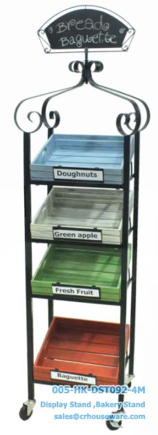 ชั้นโชว์รุ่นหัวโบว์ขนาดกลางรวมลังไม้สี 4 ใบ Display shelf bow head version with 4 crates ( medium size ) Code : 005-HK-DST092-4M
