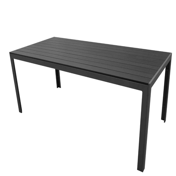 017-HB191T: โต๊ะเฟรมอลูมิเนียมสีดำเกร็ดเงิน “MIRANO” 160 cm