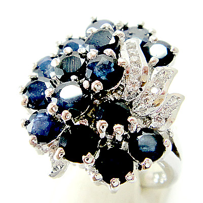 แหวนเงินแท้ราคาถูกชุบทองคำขาว ไพลินแท้ 5.25 กะรัต เพชรCZ 0.12 กะรัต งานประณีตสวยงาม สั่งผลิตค่ะ