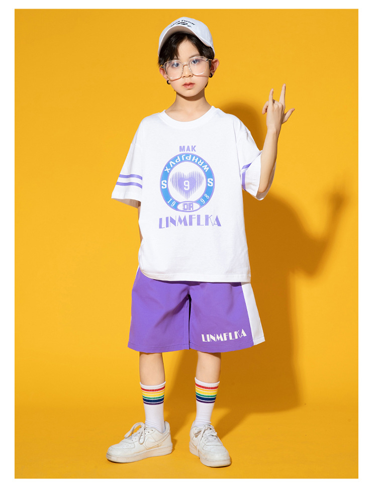 friendly4kid พร้อมส่ง ชุดเต้น ชุดเชียร์ เสื้อแขนสั้นหัวใจ+กระโปรง งานโรงเรียน กิจกรรมเต้น