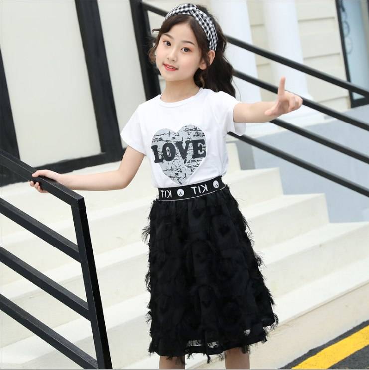 พร้อมส่ง กระโปรงเด็ก กระโปรงยาว ระบายชาย