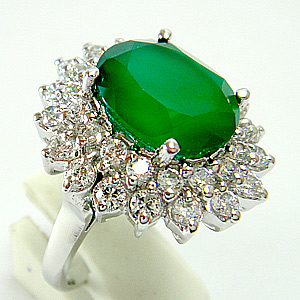 แหวนเงินแท้ราคาถูกชุบทองคำขาว พลอยแท้กรีนอะเกท 4.50 กะรัต เพชรCZ 1.62 กะรัต งานประณีตสวยงาม สั่งผลิตค่ะ