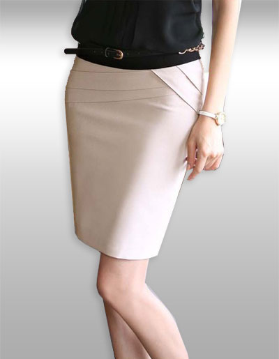 กระโปรงสั้นสีครีมใส่ทำงาน มี 7 ไซส รหัส 2090