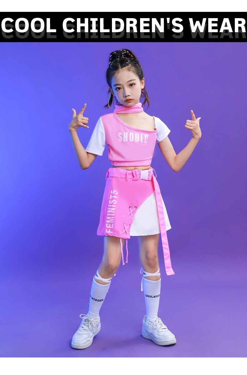 friendly4kid ชุดเต้น เด็กหญิง เสื้อแขนสั้น+กระโปรง สไตล์สายเกาหลี