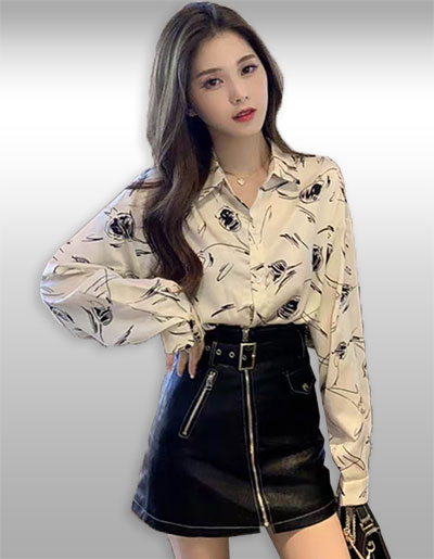 เสื้อเชิ๊ตแฟชั่นแต่งลายใส่สบาย รหัส 2387