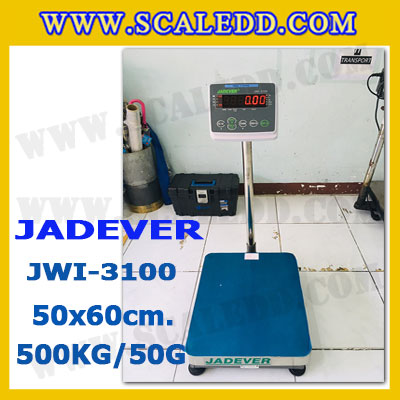 เครื่องชั่งดิจิตอลตั้งพื้น 500kg ยี่ห้อ JADEVER รุ่น JWI-3100 II ขนาดแท่น 50x60cm. เครื่องชั่งน้ำหนัก500กิโล เครื่องชั่งดิจิตอลชั่งน้ำหนัก500kg ตาชั่ง500kg ตาชั่งดิจิตอล500kg เครื่องชั่งดิจิตอล500kg พิกัดน้ำหนัก 500kg ค่าละเอียด 50g