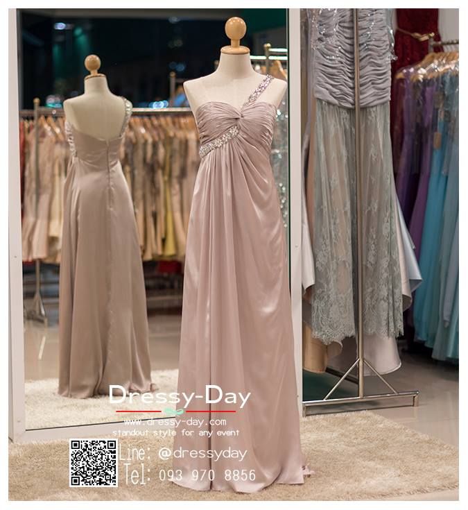 รหัส ชุดไปงานแต่งงาน :PF063 ชุดราตรียาว ไหล่เดี่ยวสีแชมเปญ สีนู๊ด ใส่แล้วสวยหรูแต่แอบเซ็กซี่เบาๆ ใส่ออกงานกลางคืน ไปงานแต่งงาน งานเลี้ยง งานรับรางวัล งานบายเนียร์ งานพรอม งานกาล่าดินเนอร์ งานเดินพรหมแดง หรือชุดเพื่อนเจ้าสาว สวยปังมาก