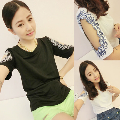 เสื้อแฟชั่นคอกลม แขนสั้นเนื้อผ้าคอตตอลนุ่มๆ