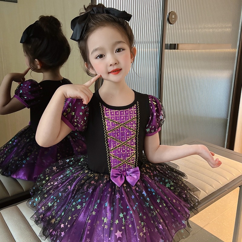 friendly4kid พร้อมส่ง ชุดฮาโลวีน Haloween เด็กหญิงเดรสสั้นแต่งระบาย