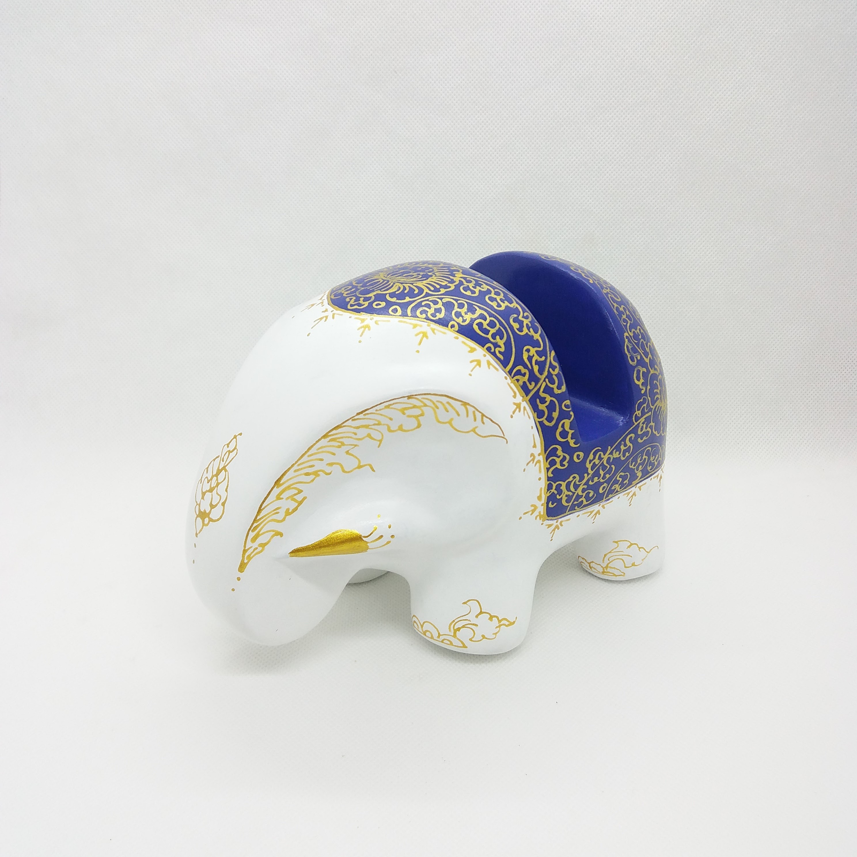 ช้างวางมือถือและนามบ้ตร Size M สีขาวน้ำเงิน