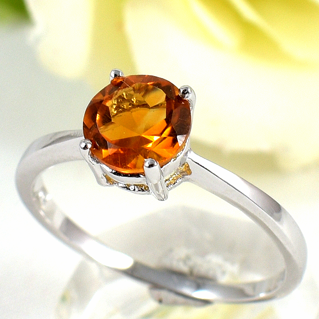 แหวนเงินแท้ราคาถูกชุบทองคำขาว ซิทรินแท้ 1.35 กะรัต งานประณีตสวยงาม สั่งผลิตค่ะ