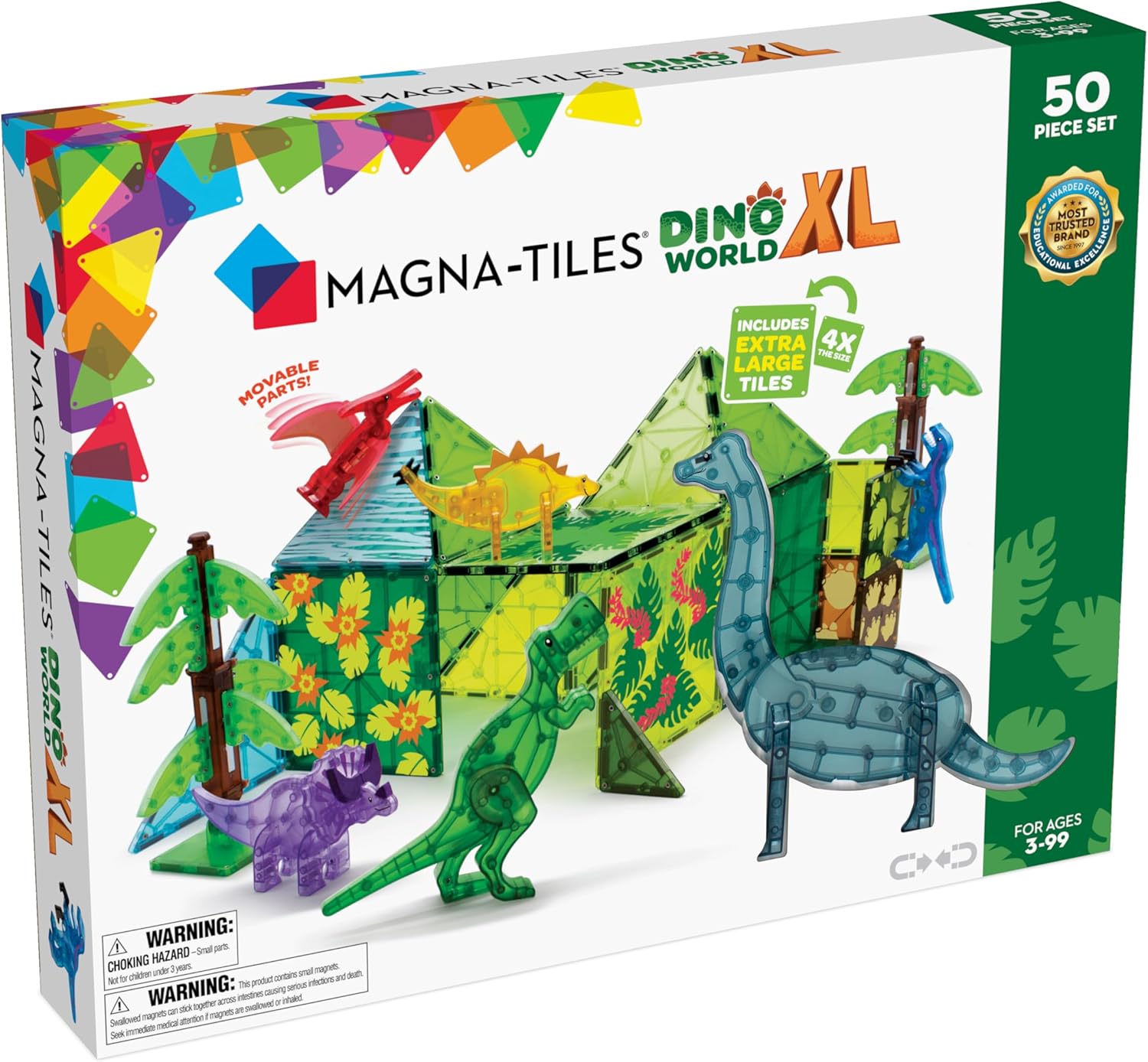 MAGNA-TILES Dinosaur World X - 50-Piece Magnetic Construction Set