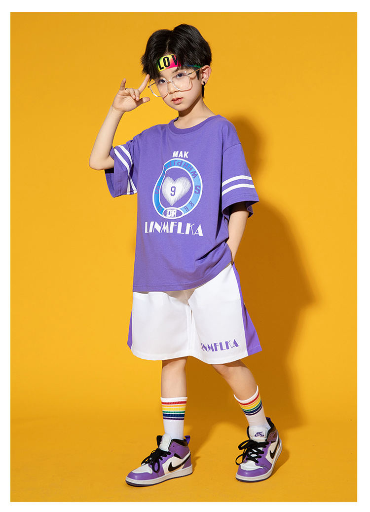 friendly4kid พร้อมส่ง ชุดเต้น ชุดเชียร์ เสื้อแขนสั้นหัวใจ+กระโปรง งานโรงเรียน กิจกรรมเต้น