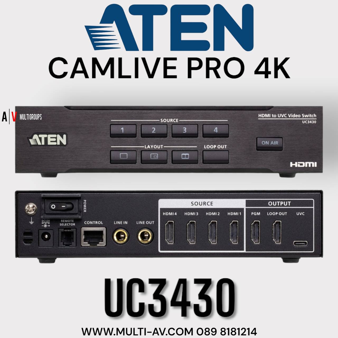 ATEN UC3430 CAMLIVE PRO USB Video capture และ Mixer/Switcher ในตัว ที่รองรับ 4CH HDMI Input สลับภาพไร้รอยต่อ