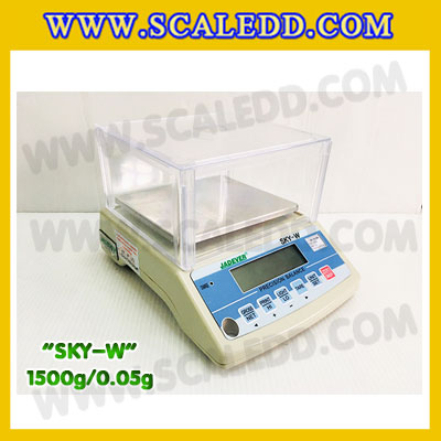 เครื่องชั่งดิจิตอล ทศนิยม 2 ตำแหน่ง SKY-W 1500gx0.05g เครื่องชั่งละเอียดสูง1500g เครื่องชั่งน้ำหนัก1500g ตาชั่ง1500กรัม ตาชั่งดิจิตอล1500กรัม พิกัดน้ำหนัก 1500g ความละเอียด 0.05g ยี่ห้อ JADEVER รุ่น SKY-W (เครื่องชั่งมีใบผ่านตรวจรับรองจากสำนักชั่งตวงวัด)