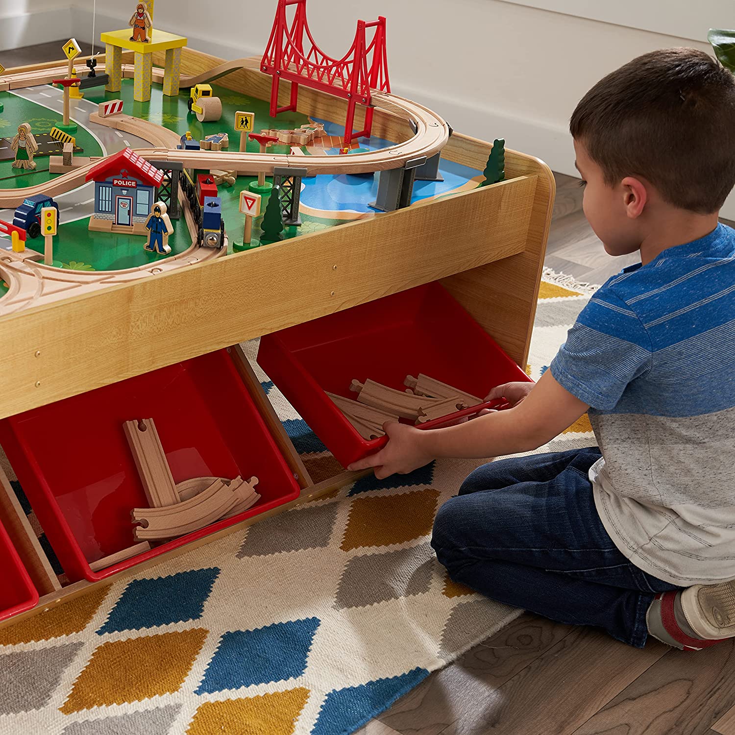 KitKraft Waterfall Mountain Train Set & Table with 120 accessories