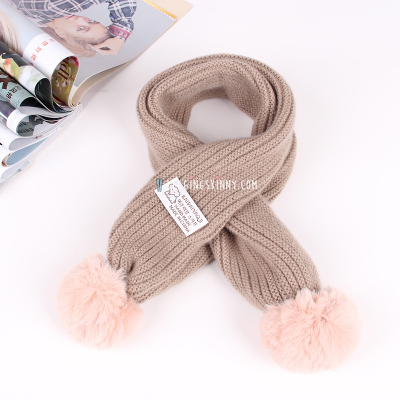 ผ้าพันคอไหมพรมเด็ก จุกเฟอร์ มี 10 สี