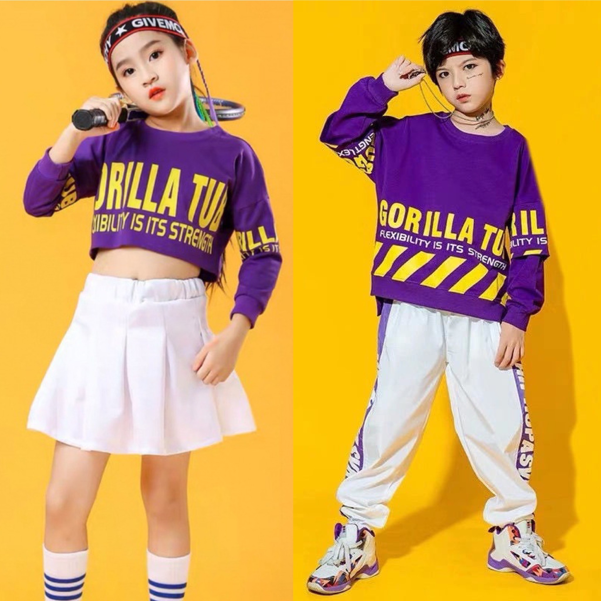 พร้อมส่ง ชุดเต้น ชุดแดนซ์ เซ็ตสีม่วง-ขาว